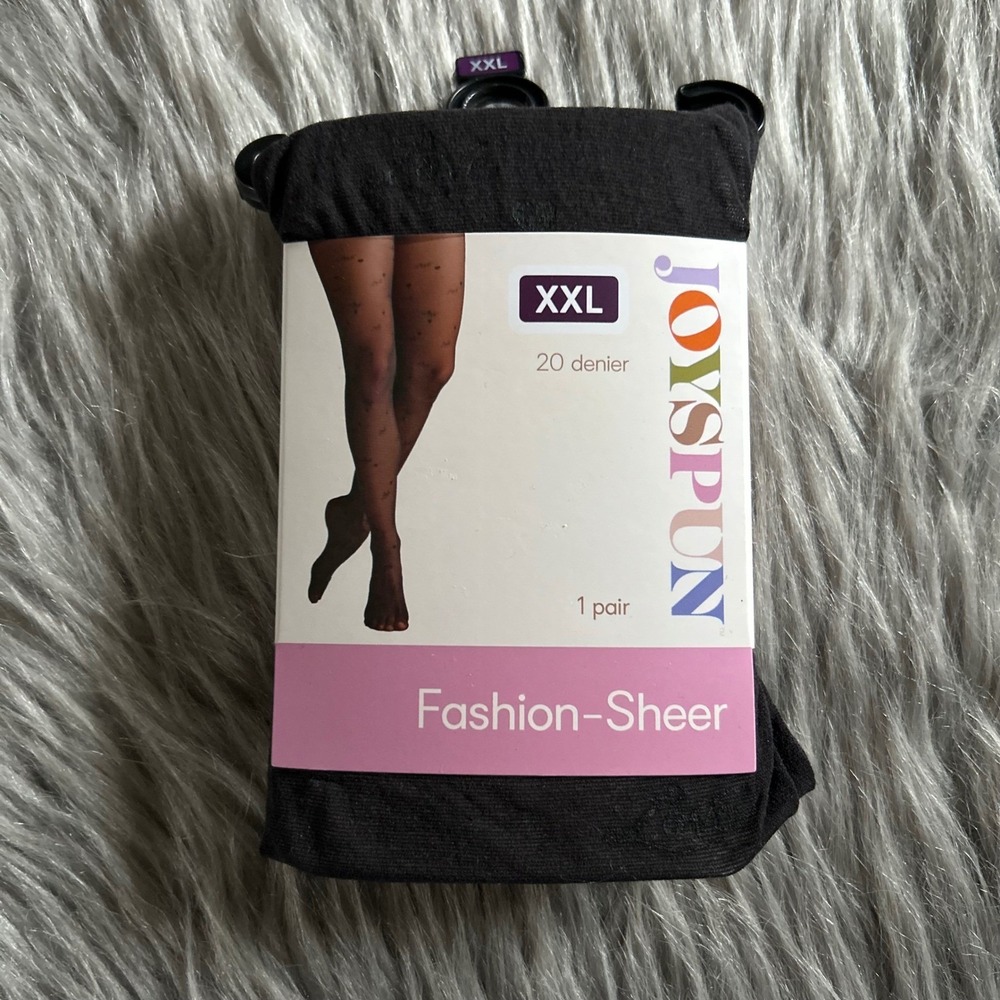 Joyspun‎ "Love" Tights Womens Size XXL Black Sheer 20 Denier